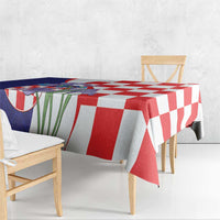Croatia Hrvatska Checkerboard Tablecloth Coat Of Arms With Iris Croatica