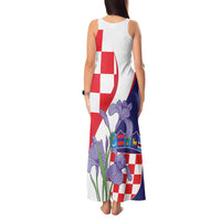 Croatia Hrvatska Checkerboard Tank Maxi Dress Coat Of Arms With Iris Croatica