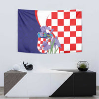 Croatia Hrvatska Checkerboard Tapestry Coat Of Arms With Iris Croatica