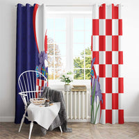 Croatia Hrvatska Checkerboard Window Curtain Coat Of Arms With Iris Croatica