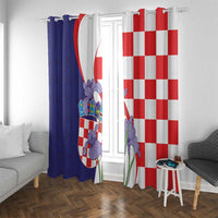 Croatia Hrvatska Checkerboard Window Curtain Coat Of Arms With Iris Croatica