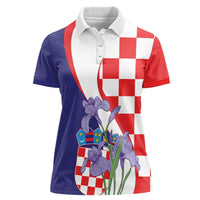 Croatia Hrvatska Checkerboard Women Polo Shirt Coat Of Arms With Iris Croatica
