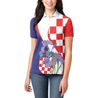Croatia Hrvatska Checkerboard Women Polo Shirt Coat Of Arms With Iris Croatica