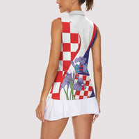 Croatia Hrvatska Checkerboard Women Sleeveless Polo Shirt Coat Of Arms With Iris Croatica