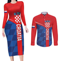Custom Croatia Football Couples Matching Long Sleeve Bodycon Dress and Long Sleeve Button Shirt Hrvatska Nogometna Reprezentacija
