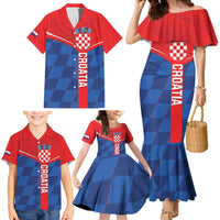 Custom Croatia Football Family Matching Mermaid Dress and Hawaiian Shirt Hrvatska Nogometna Reprezentacija