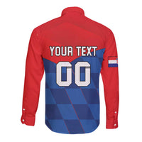 Custom Croatia Football Long Sleeve Button Shirt Hrvatska Nogometna Reprezentacija