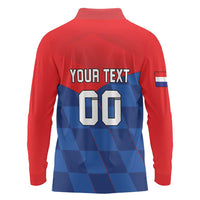 Custom Croatia Football Long Sleeve Polo Shirt Hrvatska Nogometna Reprezentacija