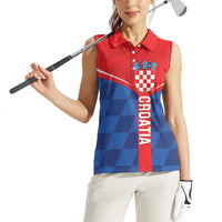 Custom Croatia Football Women Sleeveless Polo Shirt Hrvatska Nogometna Reprezentacija