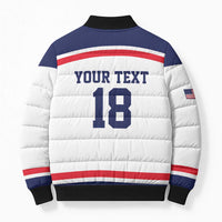 USA Ice Hockey Custom Bomber Puffer Jacket American Eagle Spirit White Version
