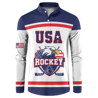USA Ice Hockey Custom Button Sweatshirt American Eagle Spirit White Version