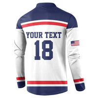 USA Ice Hockey Custom Button Sweatshirt American Eagle Spirit White Version