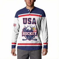 USA Ice Hockey Custom Button Sweatshirt American Eagle Spirit White Version
