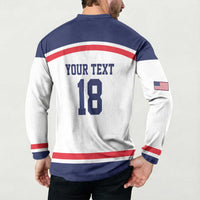 USA Ice Hockey Custom Button Sweatshirt American Eagle Spirit White Version