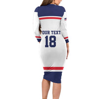 USA Ice Hockey Custom Long Sleeve Bodycon Dress American Eagle Spirit White Version