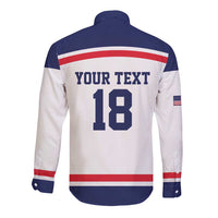 USA Ice Hockey Custom Long Sleeve Button Shirt American Eagle Spirit White Version