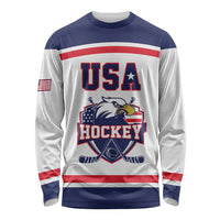 USA Ice Hockey Custom Long Sleeve Shirt American Eagle Spirit White Version