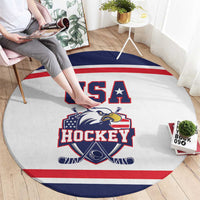 USA Ice Hockey Round Carpet American Eagle Spirit White Version