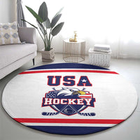 USA Ice Hockey Round Carpet American Eagle Spirit White Version
