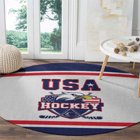 USA Ice Hockey Round Carpet American Eagle Spirit White Version