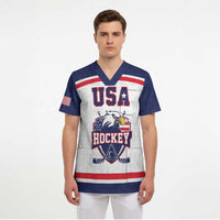 USA Ice Hockey Custom Scrub Top American Eagle Spirit White Version
