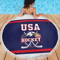 USA Ice Hockey Beach Blanket American Eagle Spirit Blue Version