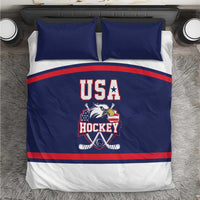 USA Ice Hockey Bedding Set American Eagle Spirit Blue Version