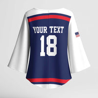 USA Ice Hockey Custom Kimono Sleeve Blouse American Eagle Spirit Blue Version