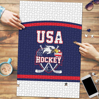 USA Ice Hockey Puzzle American Eagle Spirit Blue Version