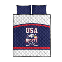 USA Ice Hockey Quilt Bed Set American Eagle Spirit Blue Version