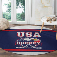 USA Ice Hockey Round Carpet American Eagle Spirit Blue Version