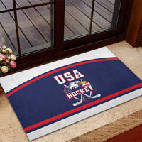 USA Ice Hockey Rubber Doormat American Eagle Spirit Blue Version