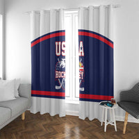 USA Ice Hockey Window Curtain American Eagle Spirit Blue Version