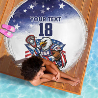 Custom USA Lacrosse Beach Blanket American Eagle Mascot