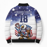 Custom USA Lacrosse Bomber Puffer Jacket American Eagle Mascot