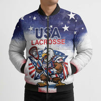 Custom USA Lacrosse Bomber Puffer Jacket American Eagle Mascot
