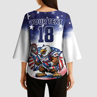 Custom USA Lacrosse Kimono Sleeve Blouse American Eagle Mascot