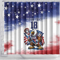 Custom USA Lacrosse Shower Curtain American Eagle Mascot
