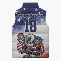 Custom USA Lacrosse Sleeveless Puffer Jacket American Eagle Mascot