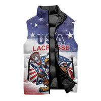 Custom USA Lacrosse Sleeveless Puffer Jacket American Eagle Mascot
