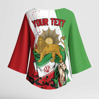 Free Iran Lion and Sun Personalized Kimono Sleeve Blouse Persian Freedom Protest