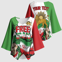Free Iran Lion and Sun Personalized Kimono Sleeve Blouse Persian Freedom Protest