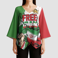 Free Iran Lion and Sun Personalized Kimono Sleeve Blouse Persian Freedom Protest