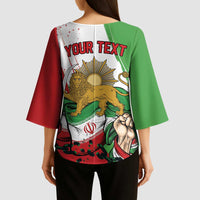 Free Iran Lion and Sun Personalized Kimono Sleeve Blouse Persian Freedom Protest