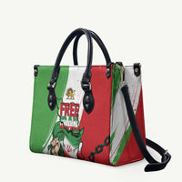 Free Iran Lion and Sun Leather Bag Persian Freedom Protest