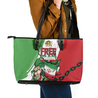 Free Iran Lion and Sun Leather Tote Bag Persian Freedom Protest