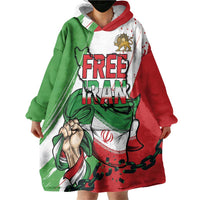 Free Iran Lion and Sun Personalized Wearable Blanket Hoodie Persian Freedom Protest
