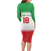 Iran Flag Custom Long Sleeve Bodycon Dress Persian Pride National Colors