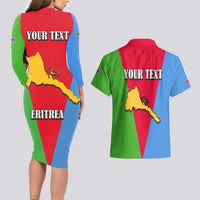 Personalized Eritrea Emblem Couples Matching Long Sleeve Bodycon Dress and Hawaiian Shirt With Flag Color - Wonder Print Shop
