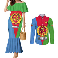 Personalized Eritrea Emblem Couples Matching Mermaid Dress and Long Sleeve Button Shirt With Flag Color